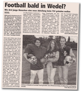 Bericht über die geplante Gründung eines American-Football-Teams in Wedel